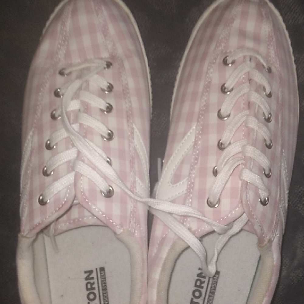 Tretorn Purple and White Gingham Sneakers